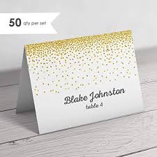 Amazon Com 50 Gold Wedding Place Cards Folded Place Cards Gold