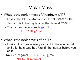 The Mole Mole Calculations Molar Mass Mass Of One Mole Of A