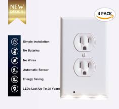 4 Pack Duplex Outlet Wall Plate With Led Night Light