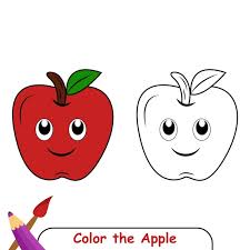 coloring book for kids apple vector