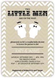 Chevron Gentleman Mustache Onesie Twin Baby Shower Invitation