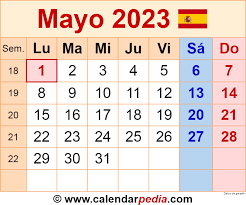 calendario mayo 2023 en word excel y