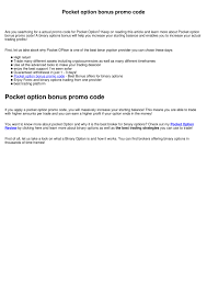 ppt pocket option bonus promo code