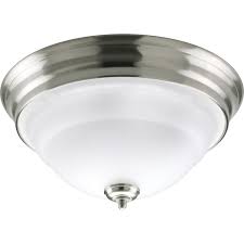 Progress Lighting P3184 09 Brushed Nickel Torino 14 5 8 Two Light Flush Mount Ceiling Fixture With Etched Glass Bowl Shade Lightingdirect Com