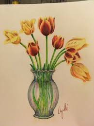 colored pencil drawing original flowers