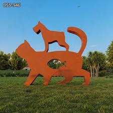 Corten Steel Rust Garden Sculpture Cat