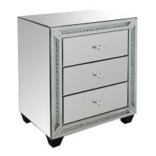 Bedside cabinets, tables and drawers at argos. Aurora Crystal Mirrored Three Drawer Bedside Table