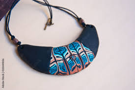 ethnic bib necklace from polymer clay