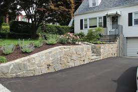 front lawn retaining wall steps and