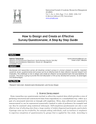 Pdf How To Design And Create An Effective Survey