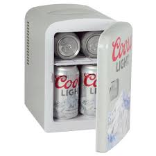 Coors Light 4 2 Qt 0 14 Cu Ft 6 Can Ac Dc Min Cooler Mini Fridge In Grey Without Freezer Cl04 The Home Depot