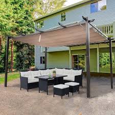 Outsunny 10 X 13 Steel Outdoor Pergola Gazebo Backyard Canopy Cover Black