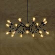 18 Lights Open Bulb Chandelier Industrial Metal Hanging Light In Black For Dining Room Susuohome Com