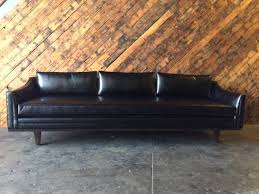 Mid Century Style Black Vinyl Sofa With