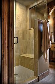 Glass Shower Doors Rustic Bathroom
