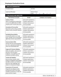 Restaurant Employee Evaluation Template Form Free Performance Ericn Us