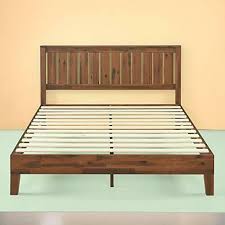 deluxe wood platform bed with headboard