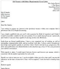 Salary Requirement Resume Sample Cover Letter Salary Requirements