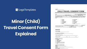 free child minor travel consent form