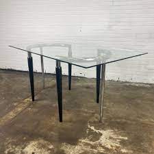 Dining Table In Glass With Black Legs