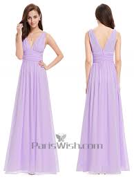V Neck Crinkle Cheap Long Bridesmaid Dresses Under 100 Light Purple