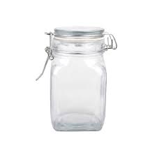 Fine vintage apothecary clear glass candy jar footed and lid 9½ inches in height. Artminds Glass Jar With Latch Square
