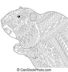 Printables beaver coloring page beavers sometimes conflict with humans over land use. Zentangle Stylized Groundhog Coloring Page Of Groundhog Marmot Woodchuck Or Beaver Freehand Sketch Drawing For Adult Canstock