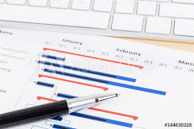 Project Management And Gantt Chart With Keyboard And Pen