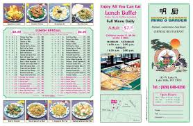menu at ming s garden restaurant lake