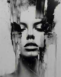 abstract portrait in black and white by