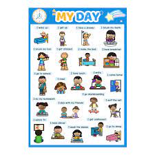 1 قطعة A4 الإنجليزية التعليمية تعلم يومي الروتين اليومي المشارك الأطفال اللغة  الإنجليزية اللعب البطاقات التعليمية ملصقات المدرسة - AliExpress