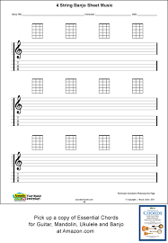 Blank 4 String Banjo Blank Sheet Music And Chord Boxes