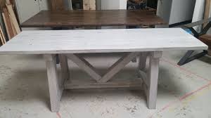 5% coupon applied at checkout save 5% with coupon. Hand Made Distressed Grey Trestle Farmhouse Table Reclaimed Wood Farmhouse Dining Table Rustic Table By The Urban Reclaimed Co Custommade Com