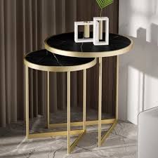 Black End Table Sets Modern Marble Top