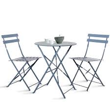 The minimum patio size to accommodate a 48 round table is 10 feet 6 inches. Small Round Table And 2 Chairs Bistro Set In Blue Garden Table And Chairs Blue Patio Furniture Metal Garden Table