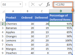 how to calculate percene in excel