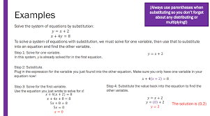 Substitution To Solve System Of Equations