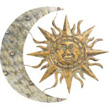 Metal Aztec Sun And Moon Wall Art