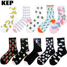 2019 Kep Brand Korean Harajuku Novelty Flamingo Pineapple Dinosaur Fruit Animals Cotton Women Socks Funny Happy Socks Christmas Gift From Lucu