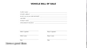 Vehicle Bill Of Sale Template Free Word Document Used Fillable Pdf