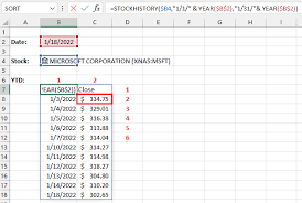 determine ytd stock growth with excel s
