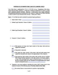 Tennessee Minor Child Power Of Attorney Form Power Of