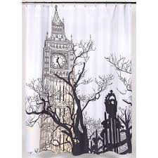 Carnation home ava fabric shower curtain, white houzz. Carnation Home Fashions Big Ben Fabric Shower Curtain Multi On Sale Overstock 11137274