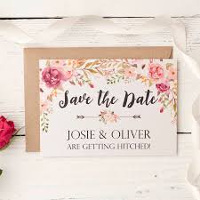 Peony Floral Garland Design Save The Date Cards By Peach Wolfe Paper