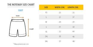 Shorts Ss07 Size Chart Thenoteway