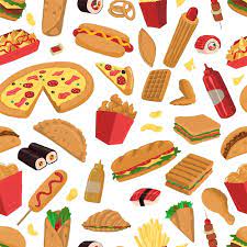 fast food seamless pattern delicious