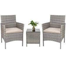 tozey gray 3 pieces patio furniture pe