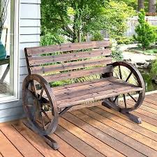 Outsunny Wooden Wagon Wheel Bench Garde