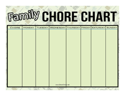 Printable Outdoor Family Chore Chart