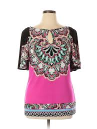Details About Coco Bianco Women Pink Short Sleeve Top Lg